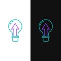 Line Light bulb icon isolated on white and black background. Energy and idea symbol. Lamp electric. Colorful outline