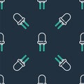 Line Light emitting diode icon isolated seamless pattern on black background. Semiconductor diode electrical component Royalty Free Stock Photo