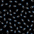 Line Light emitting diode icon isolated seamless pattern on black background. Semiconductor diode electrical component Royalty Free Stock Photo