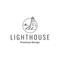 Line lighthouse seaside logo design vector graphic symbol icon sign illustration creative idea Royalty Free Stock Photo