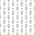 Line lightning seamless pattern. Simple outline style flash power background. Royalty Free Stock Photo