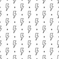 Line lightning seamless pattern. Simple outline style flash power background. Royalty Free Stock Photo