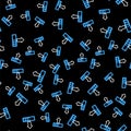 Line Loading icon isolated seamless pattern on black background. Upload in progress. Progress bar icon. Vector Royalty Free Stock Photo