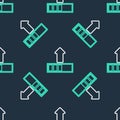 Line Loading icon isolated seamless pattern on black background. Upload in progress. Progress bar icon. Vector Royalty Free Stock Photo