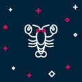 Line Lobster icon isolated on blue background. Colorful outline concept. Vector Royalty Free Stock Photo