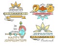 Line logo icons set for Krishna Janmashtami