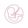Line logotype. Baby in the womb with umbilical cord. Stylish logo for a prenatal or reproductive clinic, pregnancy