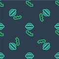 Line London underground icon isolated seamless pattern on blue background. Vector