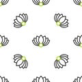 Line Lotus flower icon isolated seamless pattern on white background. Vector Illustration Royalty Free Stock Photo