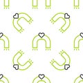 Line Love magnet icon isolated seamless pattern on white background. Vector Royalty Free Stock Photo