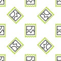 Line LSD acid mark icon isolated seamless pattern on white background. Acid narcotic. Postmark. Postage stamp. Health