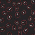 Line Lucky player icon isolated seamless pattern on black background. Vector