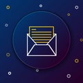 Line Mail and e-mail icon isolated on blue background. Envelope symbol e-mail. Email message sign. Colorful outline Royalty Free Stock Photo