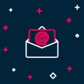 Line Mail and e-mail icon isolated on blue background. Envelope symbol e-mail. Email message sign. Colorful outline Royalty Free Stock Photo