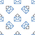 Line Mail and e-mail icon isolated seamless pattern on white background. Envelope symbol e-mail. Email message sign Royalty Free Stock Photo