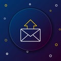Line Mail and e-mail icon isolated on blue background. Envelope symbol e-mail. Email message sign. Colorful outline Royalty Free Stock Photo