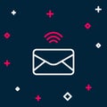 Line Mail and e-mail icon isolated on blue background. Envelope symbol e-mail. Email message sign. Colorful outline Royalty Free Stock Photo