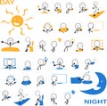 Line man and daily routines vector