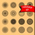 Line mandala set vector illustration. Royalty Free Stock Photo