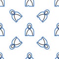 Line Mantle, cloak, cape icon isolated seamless pattern on white background. Magic cloak of mage, wizard and witch for