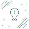 Line Map pointer with anchor icon isolated on white background. Colorful outline concept. Vector Royalty Free Stock Photo