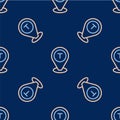 Line Map pointer with taxi car icon isolated seamless pattern on blue background. Location symbol. Vector Royalty Free Stock Photo