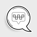 Line Map pointer with taxi icon isolated on grey background. Location symbol. Colorful outline concept. Vector Royalty Free Stock Photo