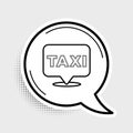 Line Map pointer with taxi icon isolated on grey background. Location symbol. Colorful outline concept. Vector Royalty Free Stock Photo