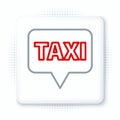 Line Map pointer with taxi icon isolated on white background. Location symbol. Colorful outline concept. Vector Royalty Free Stock Photo