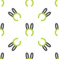 Line Mask with long bunny ears icon isolated seamless pattern on white background. Fetish accessory. Sex toy for adult Royalty Free Stock Photo