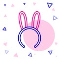 Line Mask with long bunny ears icon isolated on white background. Fetish accessory. Sex toy for adult. Colorful outline Royalty Free Stock Photo