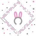 Line Mask with long bunny ears icon isolated on white background. Fetish accessory. Sex toy for adult. Colorful outline Royalty Free Stock Photo