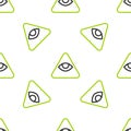 Line Masons symbol All-seeing eye of God icon isolated seamless pattern on white background. The eye of Providence in