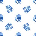 Line Mechanical robot hand icon isolated seamless pattern on white background. Robotic arm symbol. Technological concept