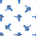 Line Mechanical robot hand and screwdriver tool icon isolated seamless pattern on white background. Robotic arm symbol