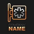 Line Medical symbol of the Emergency - Star of Life icon isolated on black background. Colorful outline concept. Vector Royalty Free Stock Photo