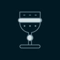 Line Medieval goblet icon isolated on black background. Flat filled outline style with shadow. Vector