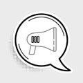 Line Megaphone icon isolated on grey background. Loud speach alert concept. Bullhorn for Mouthpiece scream promotion