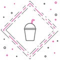 Line Milkshake icon isolated on white background. Plastic cup with lid and straw. Colorful outline concept. Vector Royalty Free Stock Photo
