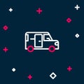 Line Minibus icon isolated on blue background. Colorful outline concept. Vector Royalty Free Stock Photo