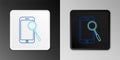 Line Mobile phone diagnostics icon isolated on grey background. Adjusting app, service, setting options, maintenance Royalty Free Stock Photo