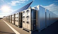 A Line of Mobile Restrooms Alongside a Highway