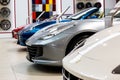 A line of modern Ferrari sports cars