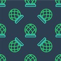 Line Montreal Biosphere icon isolated seamless pattern on blue background. Vector Royalty Free Stock Photo