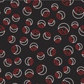Line Moon phases icon isolated seamless pattern on black background. Vector Royalty Free Stock Photo