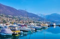 The shipyards with moored boats on Lake Maggiore, Locarno, Switzerland Royalty Free Stock Photo