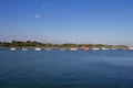 Line of Moored Sailboats