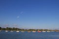 Line of Moored Sailboats