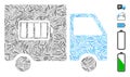 Line Mosaic Battery Delivery Truck Icon