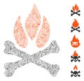 Line Mosaic Bones Campfire Icon